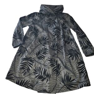 Mycra Pac Tropical Leaves Short Reversible Donatella Rain Jacket Grey Black M/L